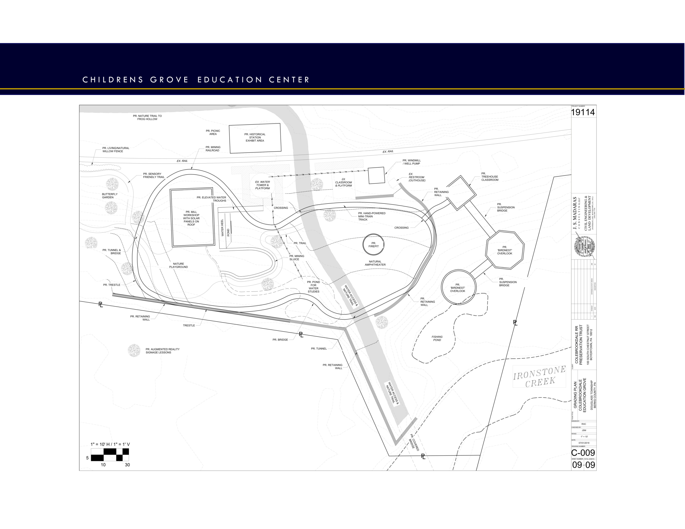 Site plan of Children's Grove Education Center with labeled structures and pathways.