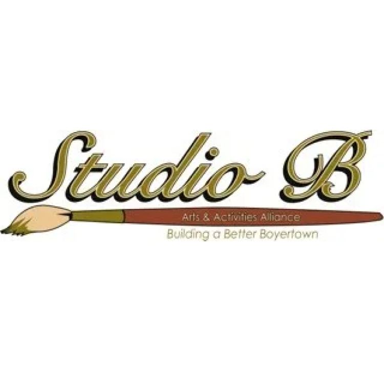 Studio B logo with paintbrush graphic and text about arts alliance.